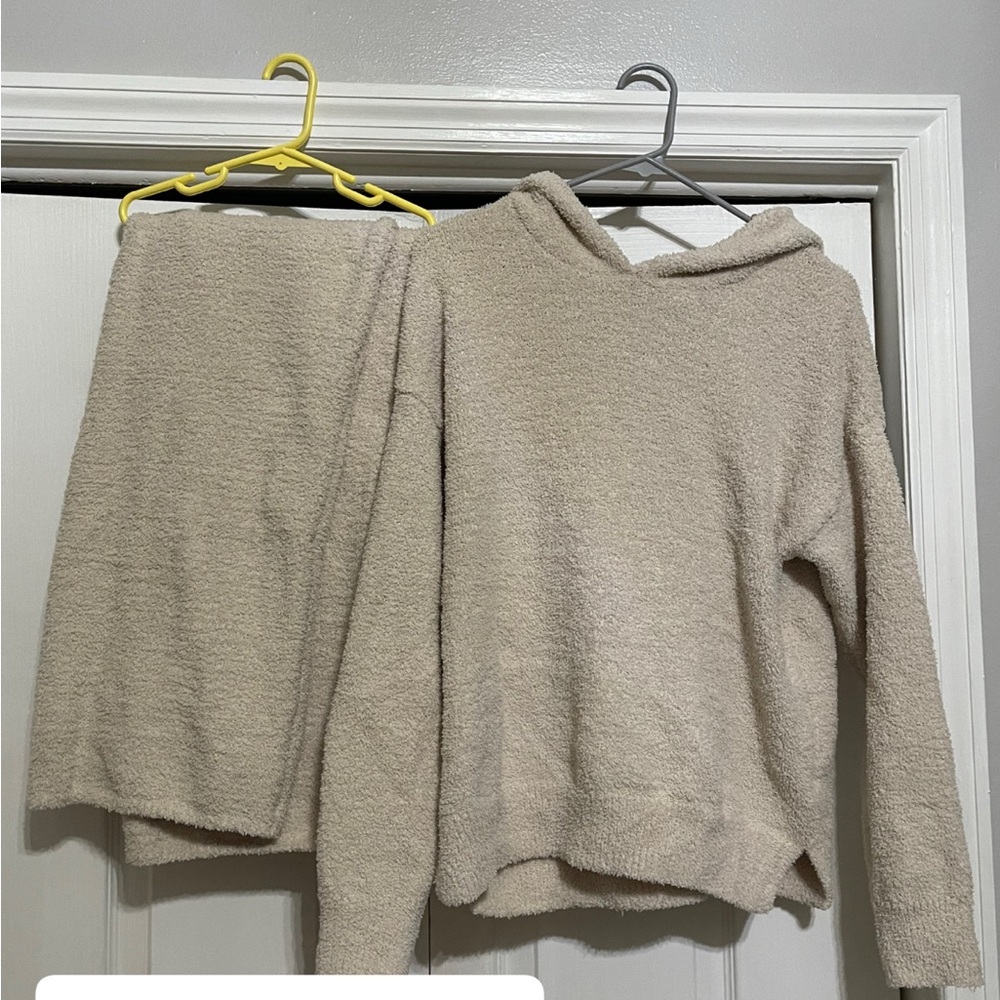 Cream Knit Sweater Set with Relaxed Fit